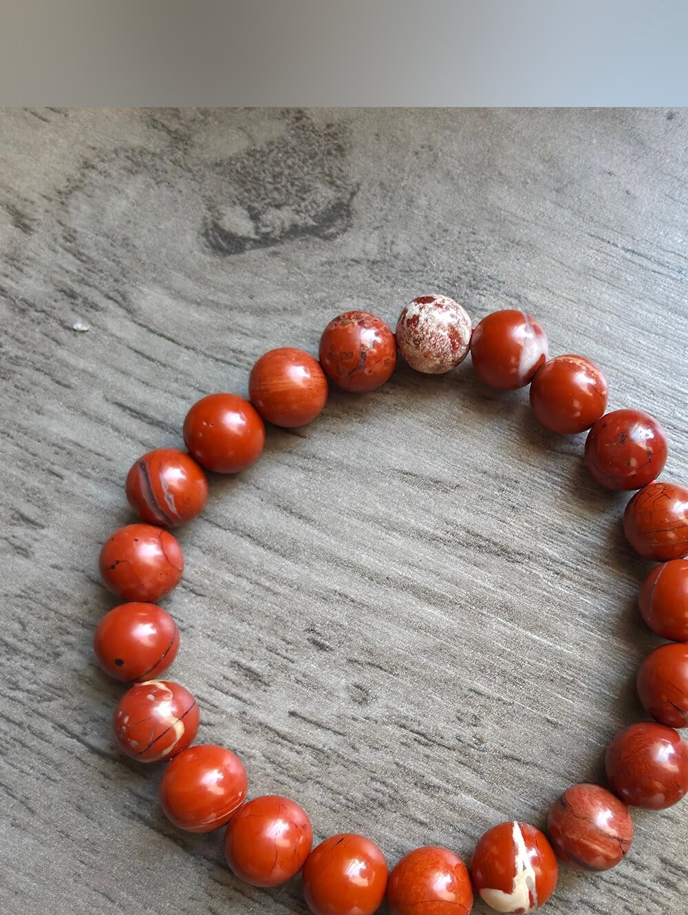 Red Jasper Beaded Stretch Bracelet | Natural Crystal Gemstones | 8mm Handmade - Picture 2 of 6
